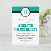 Elke aangepaste kleur marinemonogrambruiloft kaart (Staand voorkant)