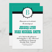 Elke aangepaste kleur marinemonogrambruiloft kaart (Voorkant / Achterkant)