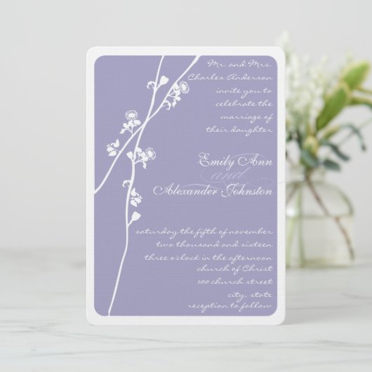 Elke aangepaste kleur Wildflower met lavender Wedd Kaart (Staand voorkant)