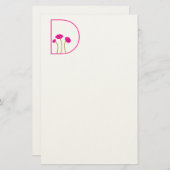 Elke aangepaste kleurenmonogram framboj Gerbera Da Briefpapier (Voorkant / Achterkant)
