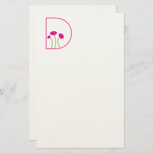 Elke aangepaste kleurenmonogram framboj Gerbera Da Briefpapier (Voorkant / Achterkant)
