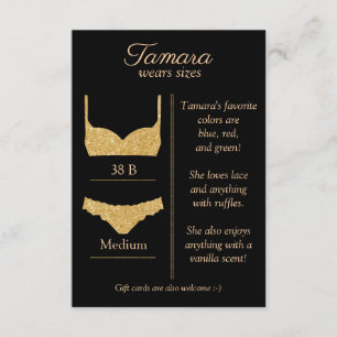 ELKE ACHTERGRONDKLEUR: lingerie maat insert kaart