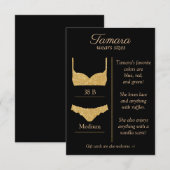 ELKE ACHTERGRONDKLEUR: lingerie maat insert kaart (Voorkant / Achterkant)