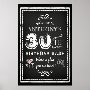 Elke Age Adult Chalkboard Birthday Party Welkom Poster