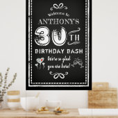 Elke Age Adult Chalkboard Birthday Party Welkom Poster (Keuken)