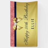 Elke Age Birthday Coral Sequins Gold Diamond Bow Spandoek (Verticaal)