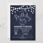 Elke Age Birthday Party - Rustic Navy Wood Kaart (Voorkant)