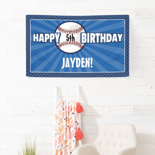 Elke Age Blue Baseball Birthday Banner (Insitu)