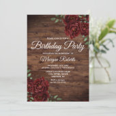 Elke Age Burgundy Red Rose Rustige Birthday Party Kaart (Staand voorkant)