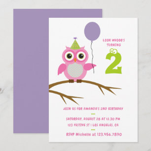 Elke Age Cute Owl Baby of Toddler Girl Birthday Kaart