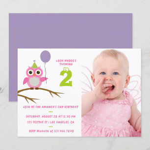 Elke Age Cute Owl Baby of Toddler Girl Birthday Kaart