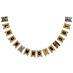 ELKE AGE Gold Custom Photo Birthday Bunting Flags Vlaggetjes