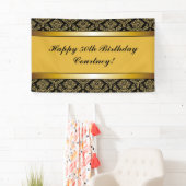 Elke 'Age Gold Damask Birthday Banner' Spandoek (Insitu)