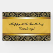 Elke 'Age Gold Damask Birthday Banner' Spandoek (Horizontaal)