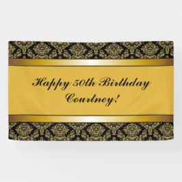 Elke 'Age Gold Damask Birthday Banner' Spandoek