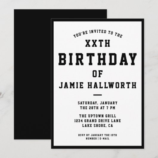 ELKE AGE-groepsdaguitnodiging | Zwart-wit Kaart (Voorkant / Achterkant)