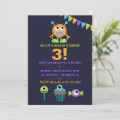 Elke Age Little Monster Boy Birthday Party Kaart (Staand voorkant)