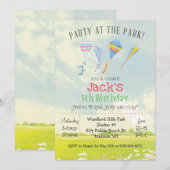ELKE AGE Party op de Park Kite Verjaardagsuitnodig Kaart (Voorkant / Achterkant)