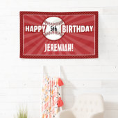 Elke Age Red Baseball Birthday Banner (Insitu)