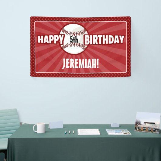 Elke Age Red Baseball Birthday Banner (Beurs)