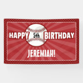 Elke Age Red Baseball Birthday Banner (Horizontaal)