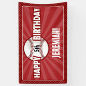Elke Age Red Baseball Birthday Banner (Verticaal)