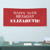 Elke Age Red White Custom Happy Birthday Banner (Beurs)