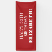 Elke Age Red White Custom Happy Birthday Banner (Verticaal)