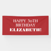 Elke Age Red White Custom Happy Birthday Banner (Horizontaal)