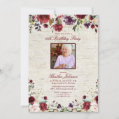 Elke Age Rustic Burgundy Floral Foto van Birthday Kaart (Voorkant)