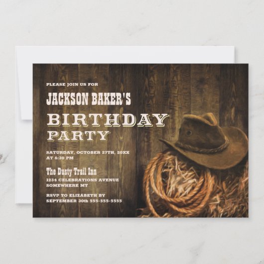 Elke Age Rustige Wood Western Birthday Party Kaart (Voorkant)