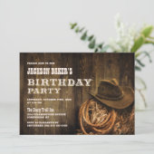 Elke Age Rustige Wood Western Birthday Party Kaart (Staand voorkant)