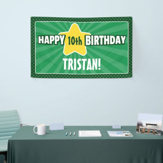 Elke Age Star Green Birthday Banner (Beurs)