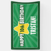 Elke Age Star Green Birthday Banner (Verticaal)