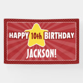 Elke Age Star Red Birthday Banner (Horizontaal)