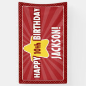 Elke Age Star Red Birthday Banner (Verticaal)