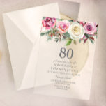 Elke Age White Rose Floral 80th Birthday Invite Acryl Uitnodigingen<br><div class="desc">Any Age White Rose Bloemen 80e Verjaardag Nodig Acryl Uitnodigingen Nodig mooie sierlijke florale waterverf ontwerp Volledig  / gepersonaliseerd</div>