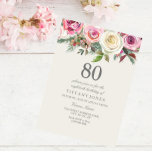 Elke Age White Rose Floral 80th Birthday Invite Kaart<br><div class="desc">Elke Age White Rose Floral 80th Birthday Noteer een prachtig elegant floral waterverf design Volledig  / gepersonaliseerd</div>