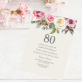 Elke Age White Rose Floral 80th Birthday Invite Kaart
