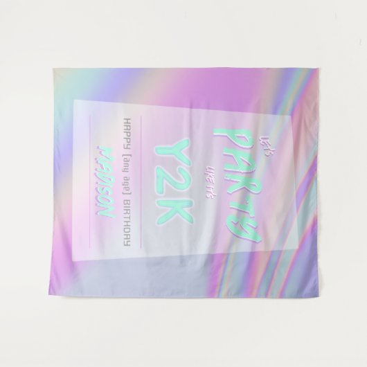 ELKE AGE Y2K verjaardag iriserende regenboog achte Wandkleed (Voorkant (horizontaal))