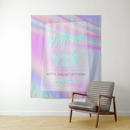 ELKE AGE Y2K verjaardag iriserende regenboog achte Wandkleed (In situ)