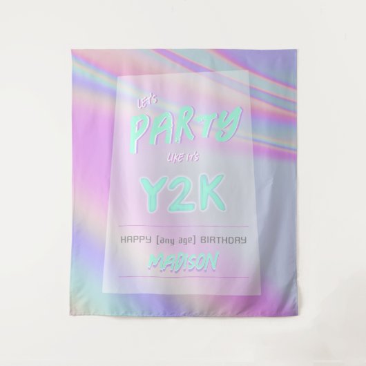 ELKE AGE Y2K verjaardag iriserende regenboog achte Wandkleed (Voorkant)