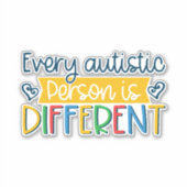 elke autistisch persoon is anders sticker (Voorkant)