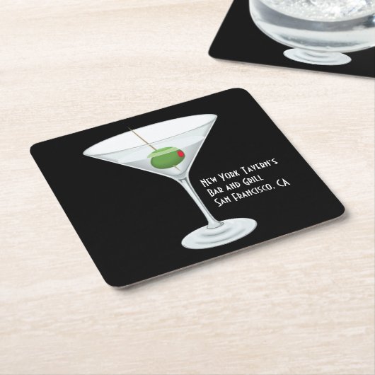 Elke bedrijfsnaam Restaurant Bar Martini Drink Kartonnen Onderzetters (Schuin)