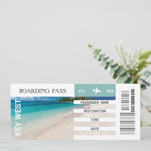 ELKE bestemming vliegtuig boarding pass weekend Kaart (Staand voorkant)