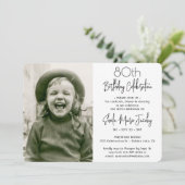 ELKE Birthday 2 Foto Simple Black and White Party Kaart (Staand voorkant)