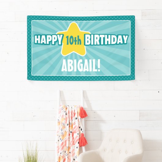 Elke Blauwgroen Aqua Blue Birthday Banner van de A (Insitu)