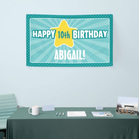 Elke Blauwgroen Aqua Blue Birthday Banner van de A (Beurs)