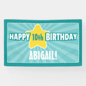 Elke Blauwgroen Aqua Blue Birthday Banner van de A (Horizontaal)