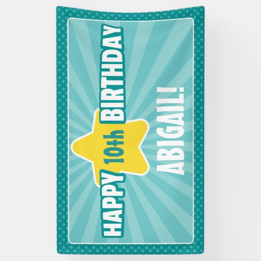 Elke Blauwgroen Aqua Blue Birthday Banner van de A (Verticaal)